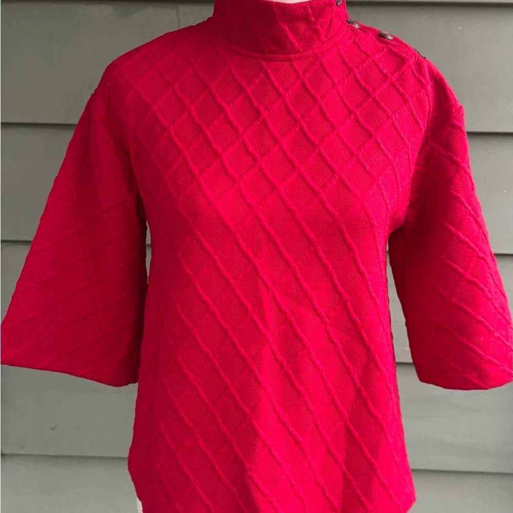 Anthropologie Red Quilted Top